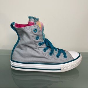 Converse Hi Top Size 1 Juniors Grey Blue Yellow Pink All Star 645216F Summer